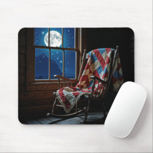 Quilt auf einem Schaukelstuhl im Mondlicht Mousepad