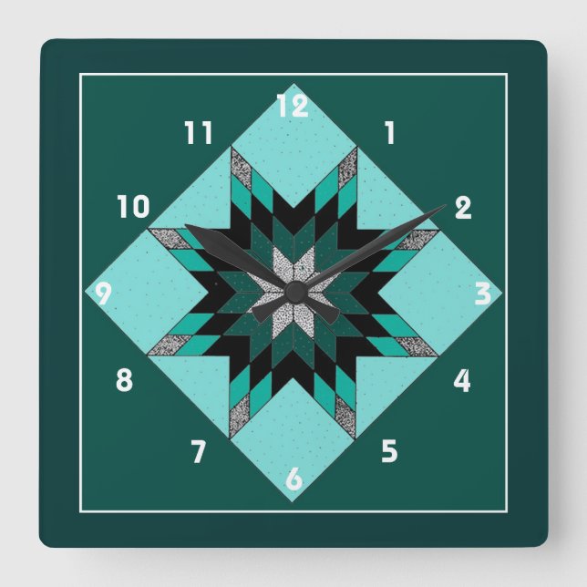 Quilt Block Clock Quadratische Wanduhr (Vorderseite)