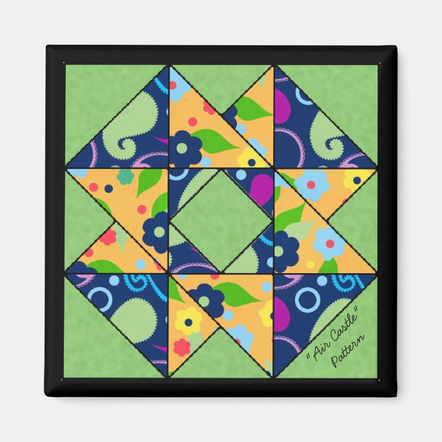 Quilt Blockmuster "Air Castle" Magnet (Vorne)