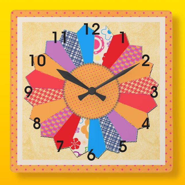 Quilt-Blockmuster "Dresdplatten" Wandleuchte Quadratische Wanduhr (Von Creator hochgeladen)