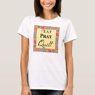 Quilt Blocks Art Border Art Eat Pray Gelb T-Shirt