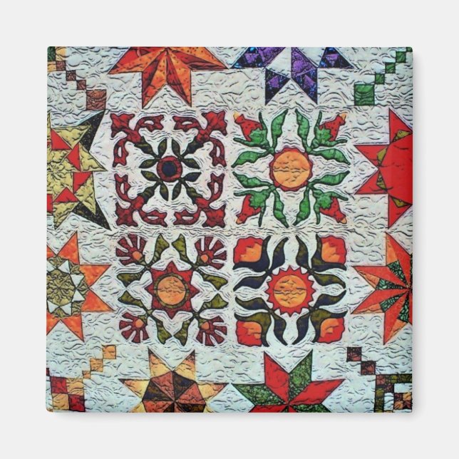 Quilt-Blume-Magnet Magnet (Vorne)