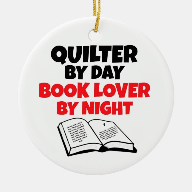 Quilt by Day Book Lover by Night Keramikornament (Vorne)
