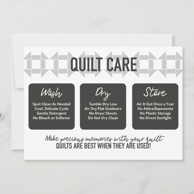 Quilt Care Card - Modernes Design - Weich grau Dankeskarte (Vorderseite)