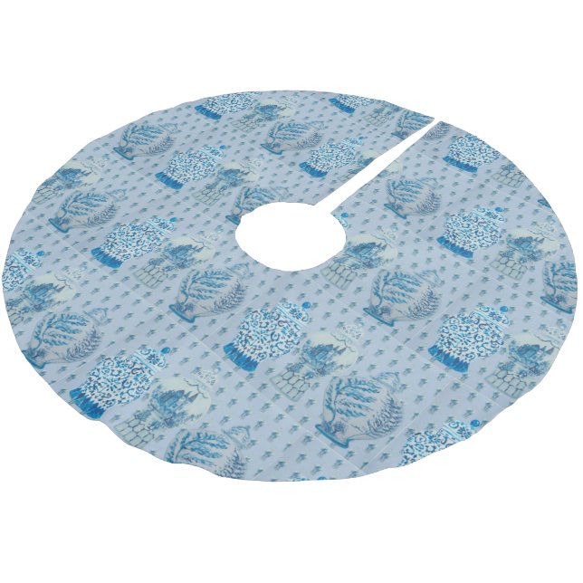 Quilt Chinoiserie Ginger Jar   Polyester Weihnachtsbaumdecke (Schrägansicht)