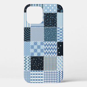 Quilt-Design, geometrisches Patchwork, Blautöne. Case-Mate iPhone Hülle