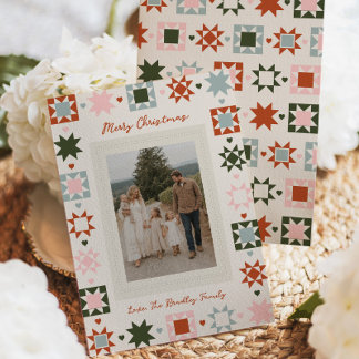 Quilt Familienfoto Weihnachtskarte Feiertagskarte