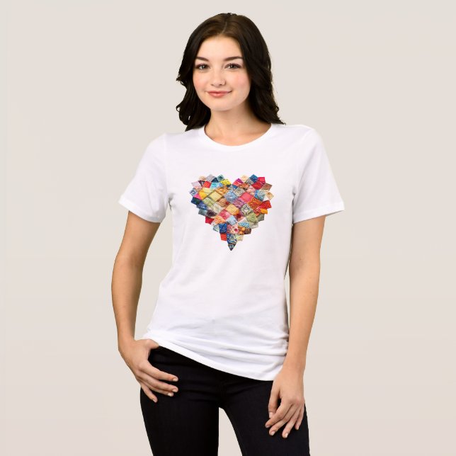 QUILT HEART I Liebe Steppdecke Stoffkollektion Tri-Blend Shirt (Vorderseite voll)