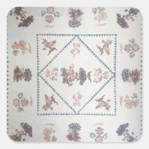 Quilt in 'Broderie Perse', c.1800 (angewendet, dru Quadratischer Aufkleber