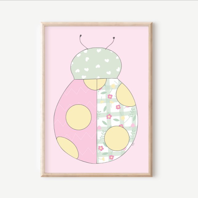 Quilt-Kunstposter-Set: Marienkäfer auf rosa Hinter Poster (Von Creator hochgeladen)