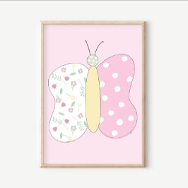 Quilt-Kunstposter-Set: Schmetterling Rosa Galerie- Poster