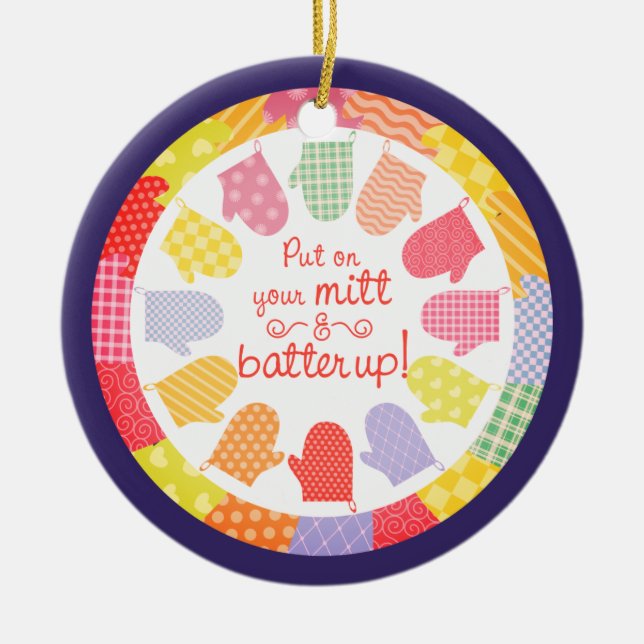 Quilt-Liebhaber Backofen Mitte Backen Weihnachtssc Keramikornament (Vorne)