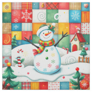 Quilt-Look-Patchwork-Weihnachts-Schneemann Stoff