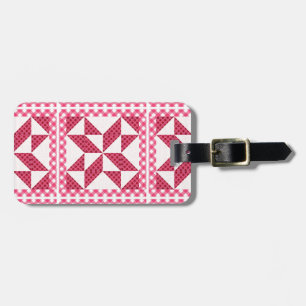 Quilt-Look Pinkfarbene Punkte Gepäckanhänger