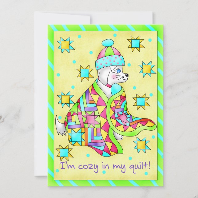 Quilt Lover Dog Einladung (Vorderseite)