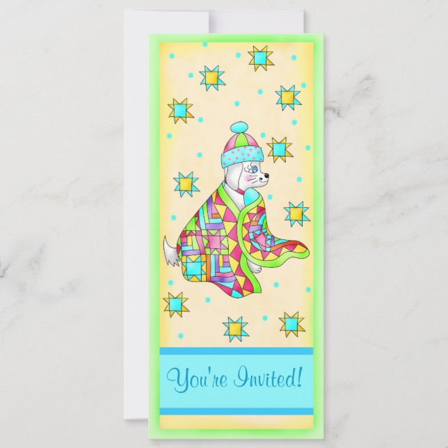 Quilt Lover Dog Einladung individuell anpassbar (Vorderseite)