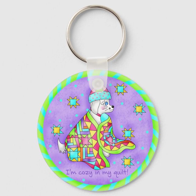 Quilt Lover Dog Schlüsselanhänger (Vorderseite)