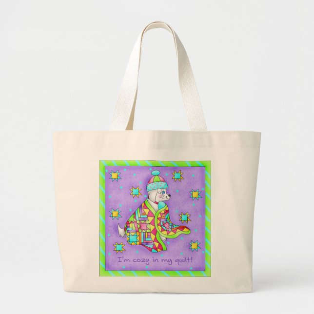 Quilt Lover Dog Tote Bag Jumbo Stoffbeutel (Vorne)