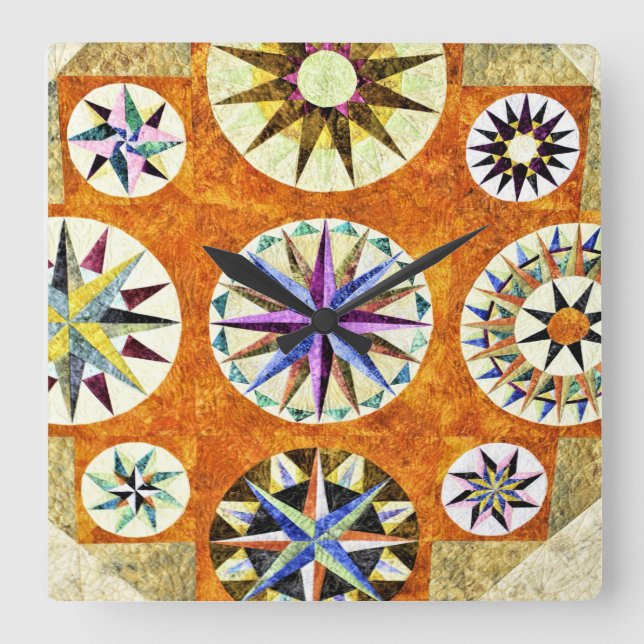 Quilt Lover Quilter Pattern Americana Quadratische Wanduhr (Vorderseite)