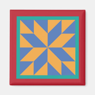 Quilt Magnet - Jägerstern (blau/gelb)