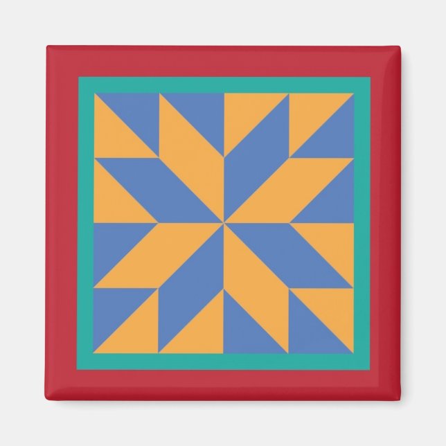 Quilt Magnet - Jägerstern (blau/gelb) (Vorne)