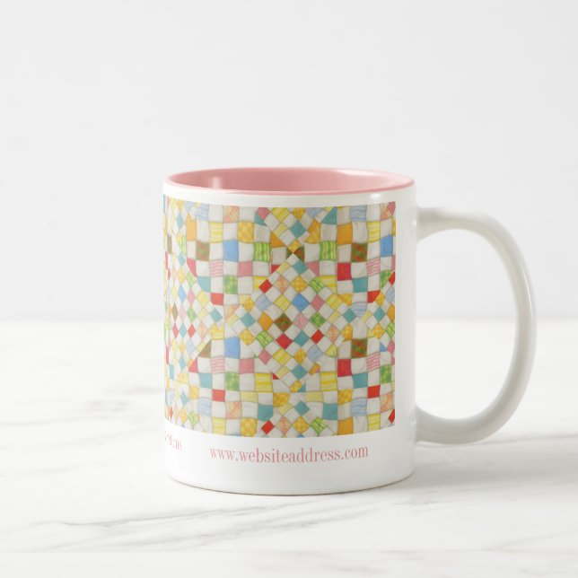 QUILT MOSAIC Business ID Rosa Zwei-Tonen-Tasse Zweifarbige Tasse (Rechts)