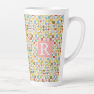 QUILT MOSAIC Hoher Latte-Mug + Text / Pink Milchtasse