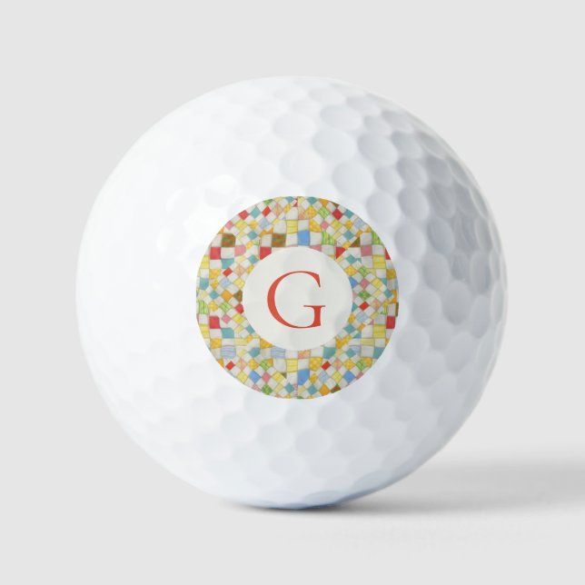 QUILT-MOSAIK Golfbälle + Initiale (Vorderseite)