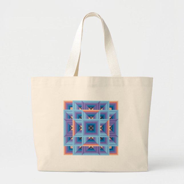 Quilt Muster 3 in Blau und Lila Jumbo Stoffbeutel (Vorne)