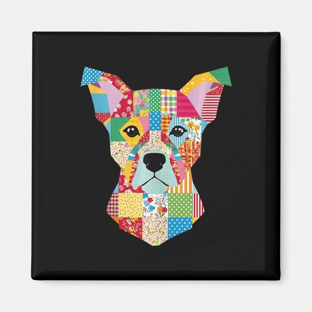 Quilt-Muster-Hund zum Beenden von Lover Quilter Se Magnet (Vorne)
