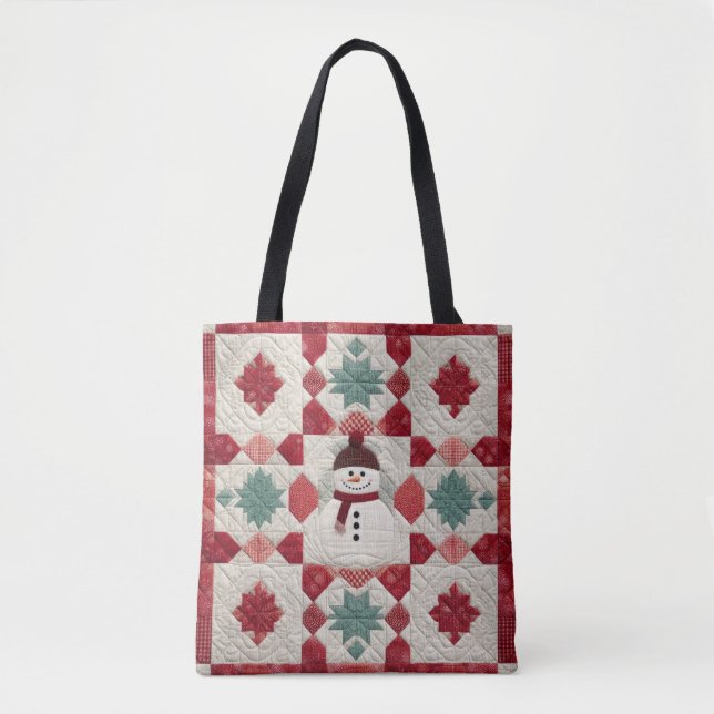 Quilt Muster Snowman Red White Green (Vorderseite)
