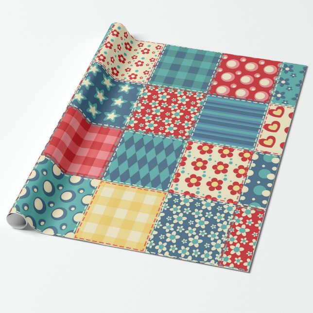 Quilt nahtloses Muster. Vintages Patchwork-Backgro Geschenkpapier (Ungerollt)