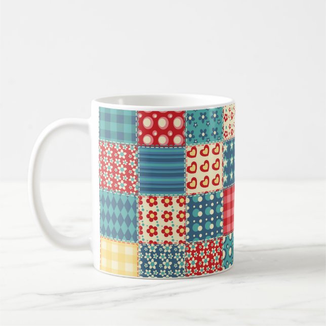 Quilt nahtloses Muster. Vintages Patchwork-Backgro Kaffeetasse (Links)