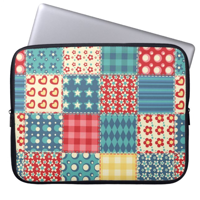 Quilt nahtloses Muster. Vintages Patchwork-Backgro Laptopschutzhülle (Vorderseite)