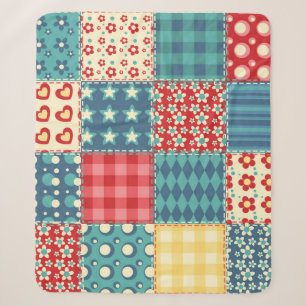 Quilt nahtloses Muster. Vintages Patchwork-Backgro Sherpadecke