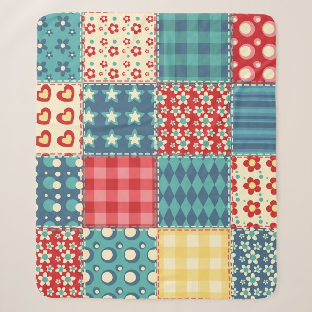 Quilt nahtloses Muster. Vintages Patchwork-Backgro Sherpadecke (Vorderseite)