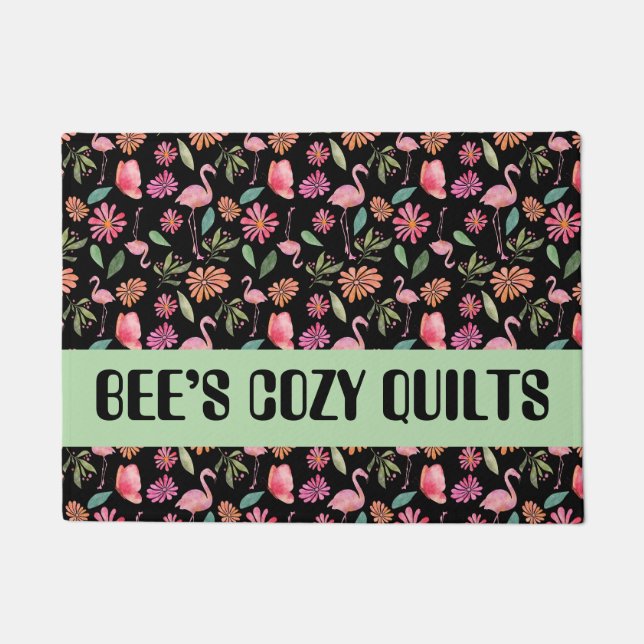 Quilt Patchwork Black Store Name doormat Fußmatte (Vorderseite)