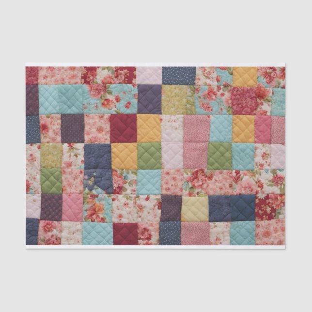 Quilt Patchwork farbenfrohe Blumenplätze Seidenpapier (Vorderseite)