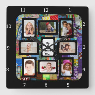 QUILT PHOTO FRAME--ADD PHOTOS QUADRATISCHE WANDUHR