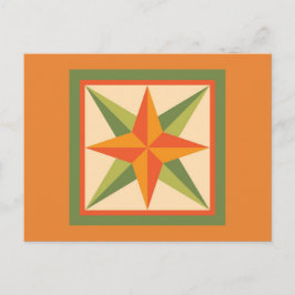 Quilt Postcard - Beveled Star (orange/grün) Postkarte