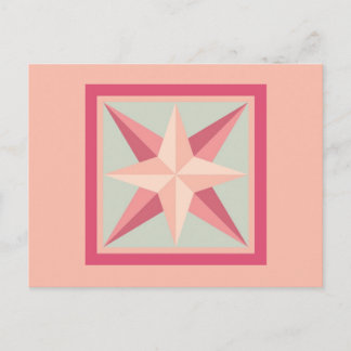 Quilt Postcard - Beveled Star (rosa/grau) Postkarte