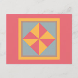 Quilt Postcard - Pinwheel (Gold/Lachs) Postkarte