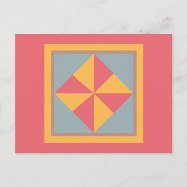 Quilt Postcard - Pinwheel (Gold/Lachs) Postkarte (Vorderseite)