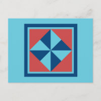 Quilt Postcard - Pinwheel (Marine/rot)