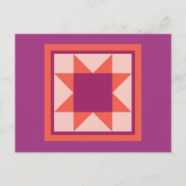 Quilt Postkarten - Sägezahnstern (pink/orange)