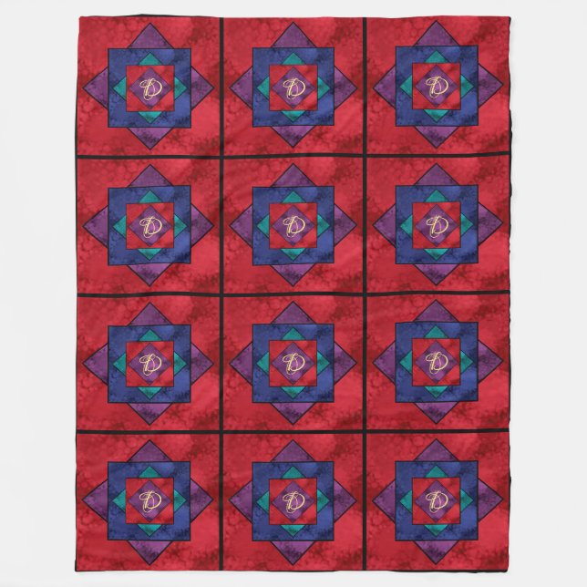 Quilt-Quadrat-Monogramm-Fleece-Decke Fleecedecke (Vorderseite)