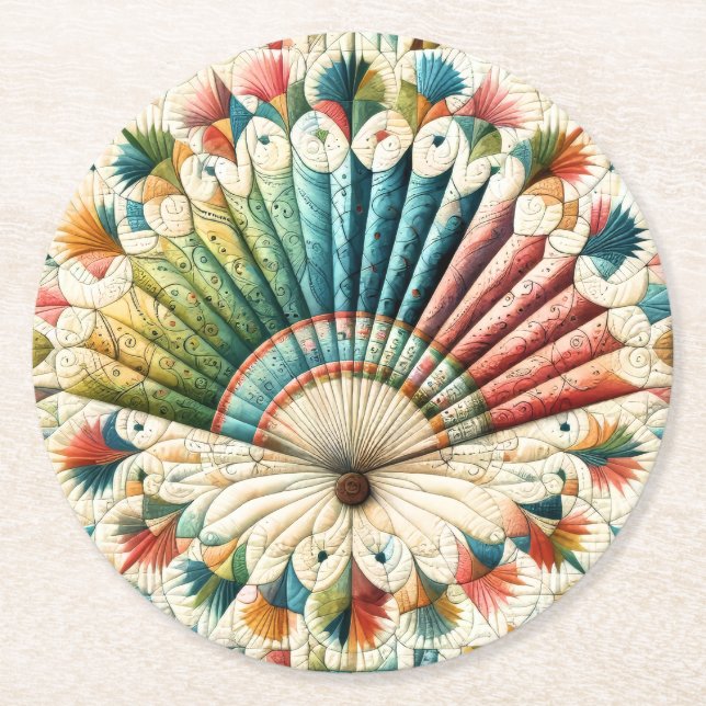 Quilt Runder Pappuntersetzer (Vorderseite)