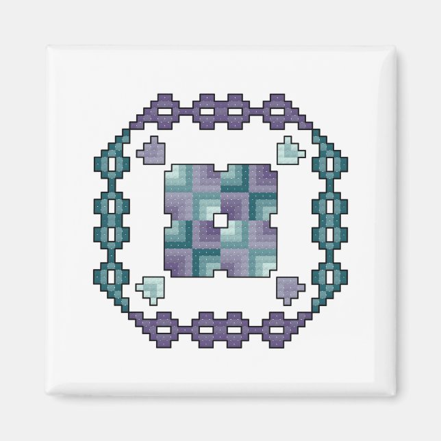 Quilt Square Cross Stitch Magnet (Vorne)