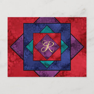 Quilt Square Monogram Postkarte