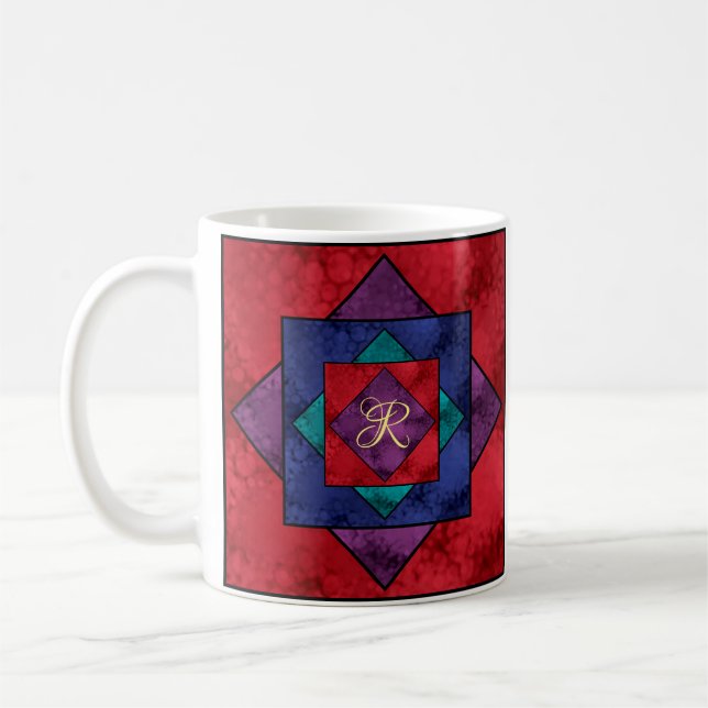Quilt Square Monogram Tasse (Links)